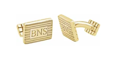 14k Yellow Gold-Plated Sterling Silver 13 x 18 mm 3-Letter Serif Monogram Cuff Links