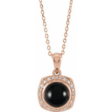 Load image into Gallery viewer, 14K Rose Onyx Diamond Halo-Style Necklace