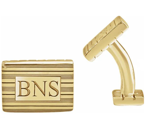 14k Yellow Gold-Plated Sterling Silver 13 x 18 mm 3-Letter Serif Monogram Cuff Links