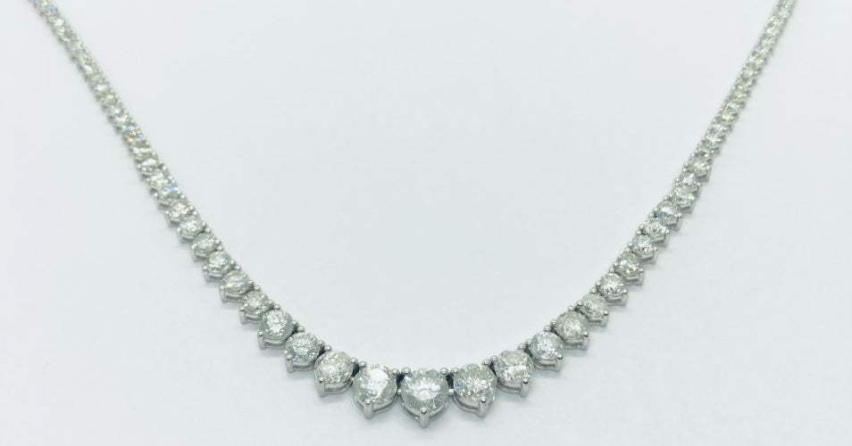7.5 Carat 14k Gold Essential Graduated Diamond Riviera Tennis Necklace |  Arina Diamonds