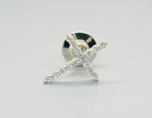 Load image into Gallery viewer, 14k White Gold .75 cttw Diamond Cross Tie Tac / Lapel Pin