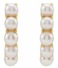 Load image into Gallery viewer, 14k Yellow Gold Cultured Freshwater Pearl Huggie