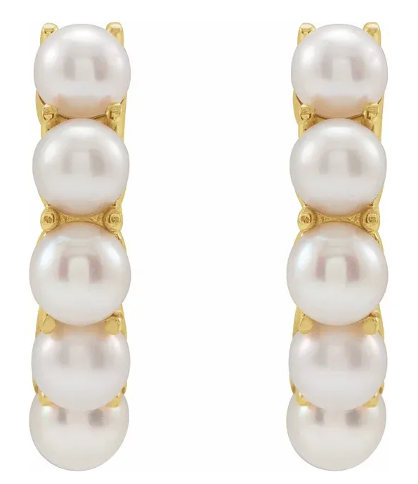 14k Yellow Gold Cultured Freshwater Pearl Huggie