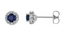 Load image into Gallery viewer, Sapphire &amp; Diamond Halo Earrings